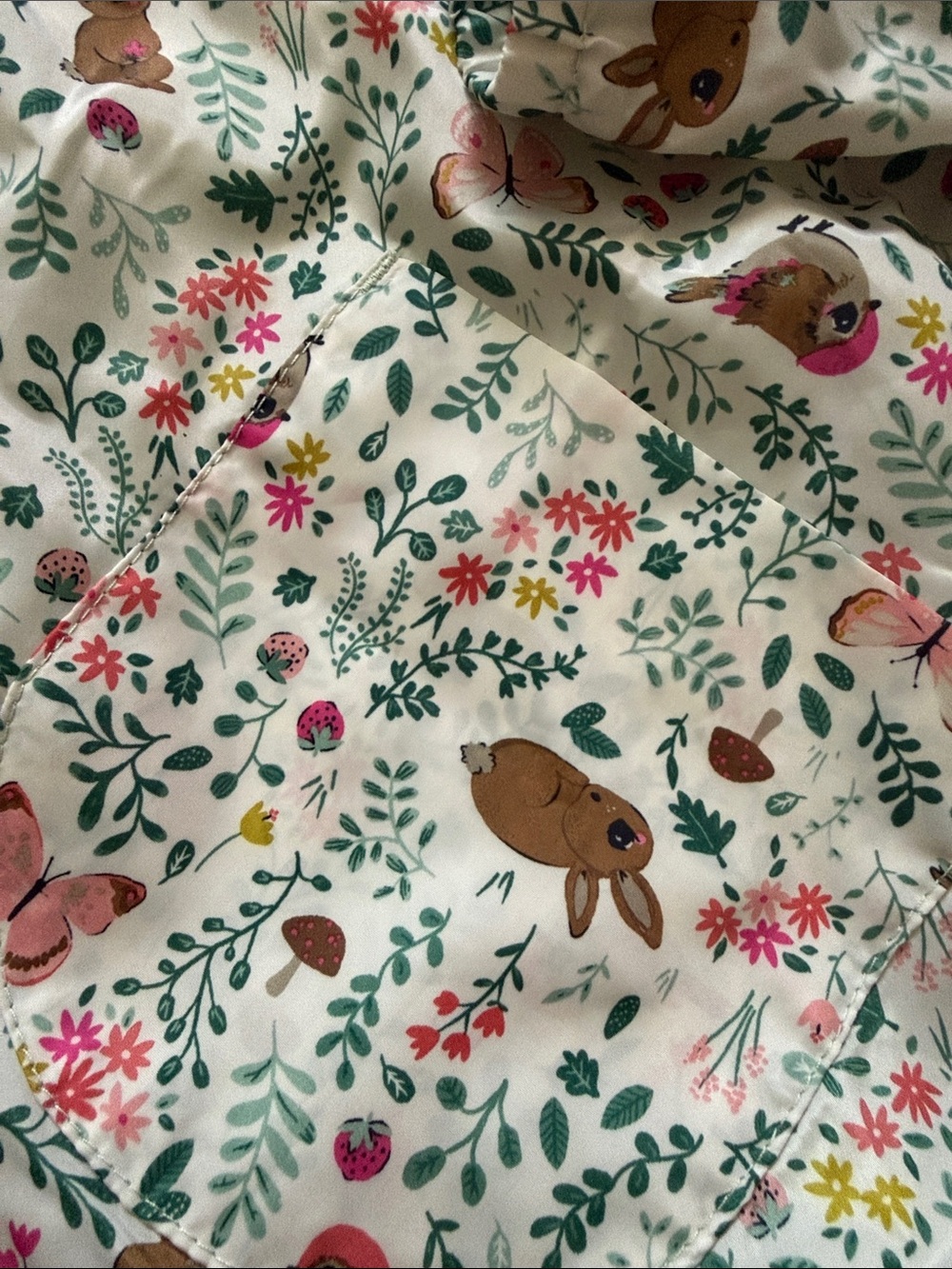 H&M White Floral Bunny Hooded Raincoat with Pink Accents - Picture 2 of 3